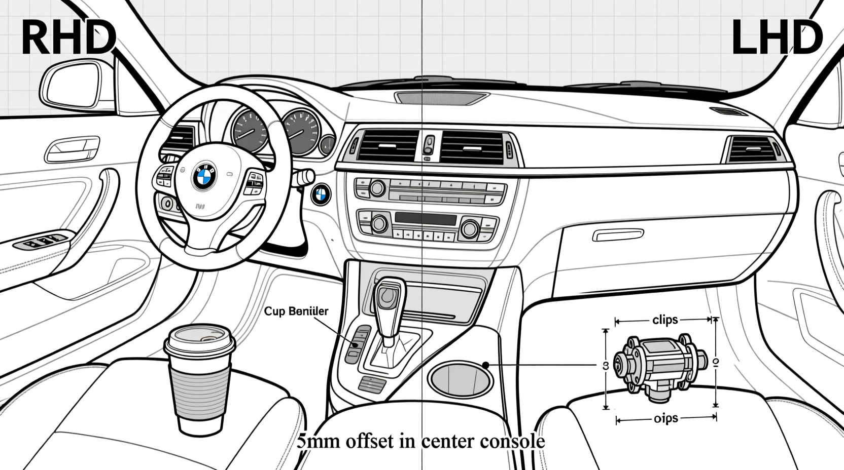 e90 rhd vs lhd cup holder