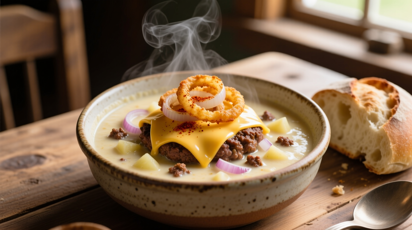 potato cheese hamburger soup