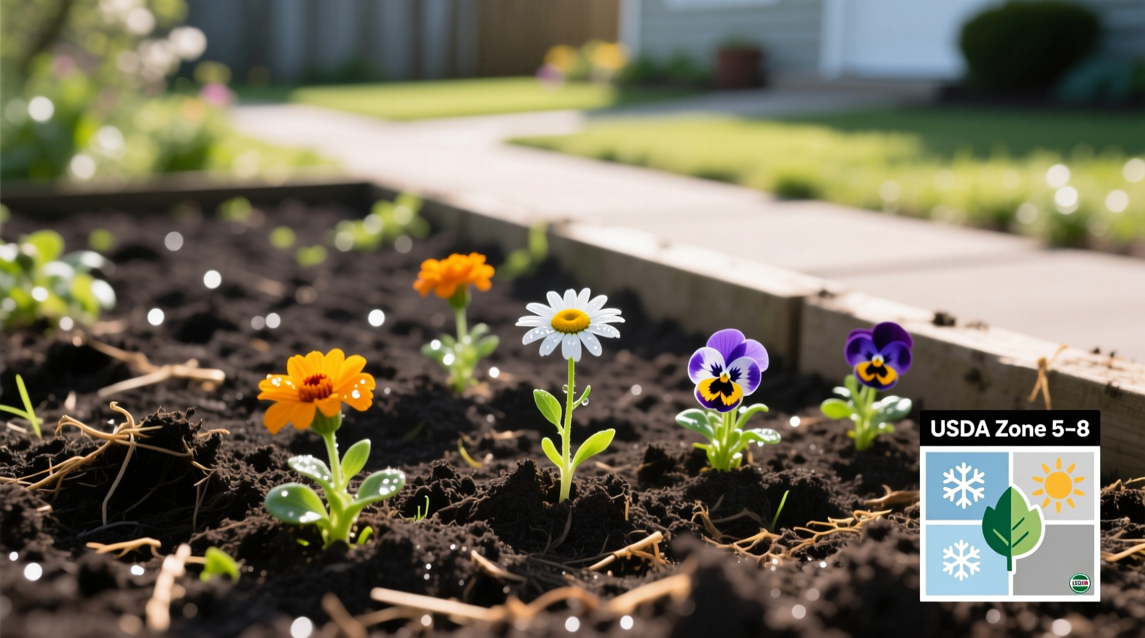 USDA hardiness zone map showing regional planting timelines with seasonal icons