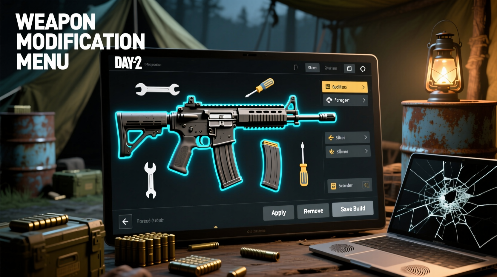 DayZ crafting menu showing weapon modification options