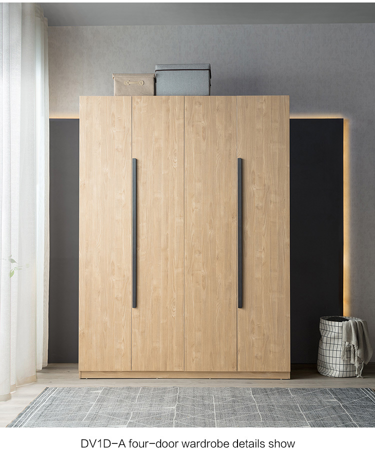 Linsy Home Modern Simple Bedroom Room Home Standing Cabinet Four Door Wooden Wardrobe