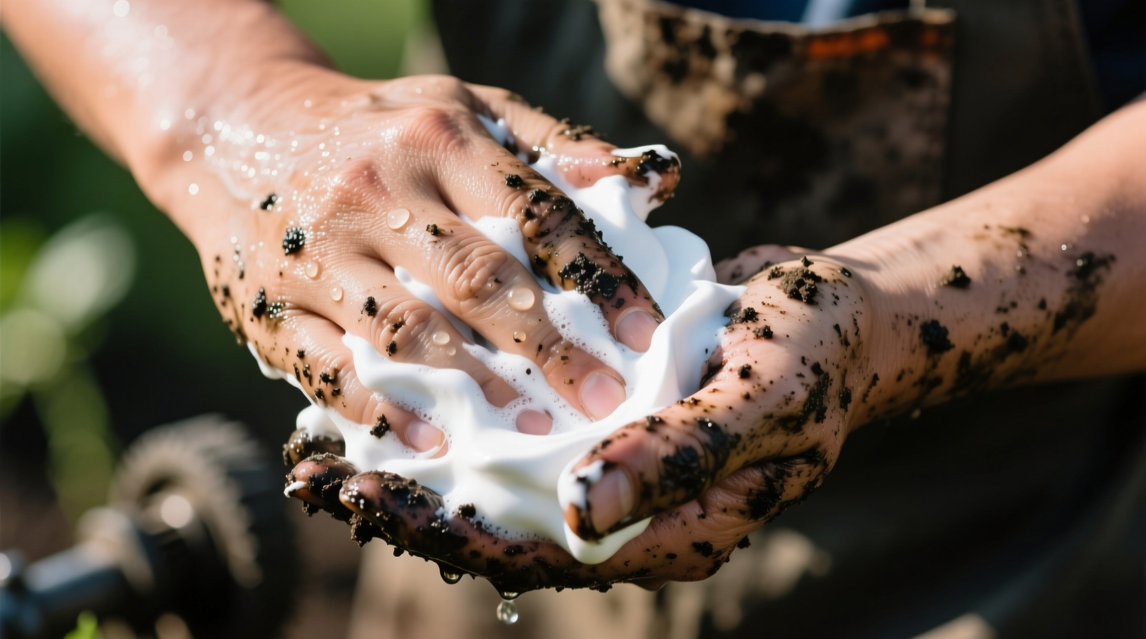 clean stubborn stains off your hands with shaving cream