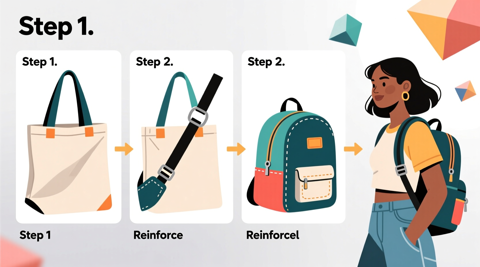 creative step by step guide to transform your tote bag into a stylish backpack