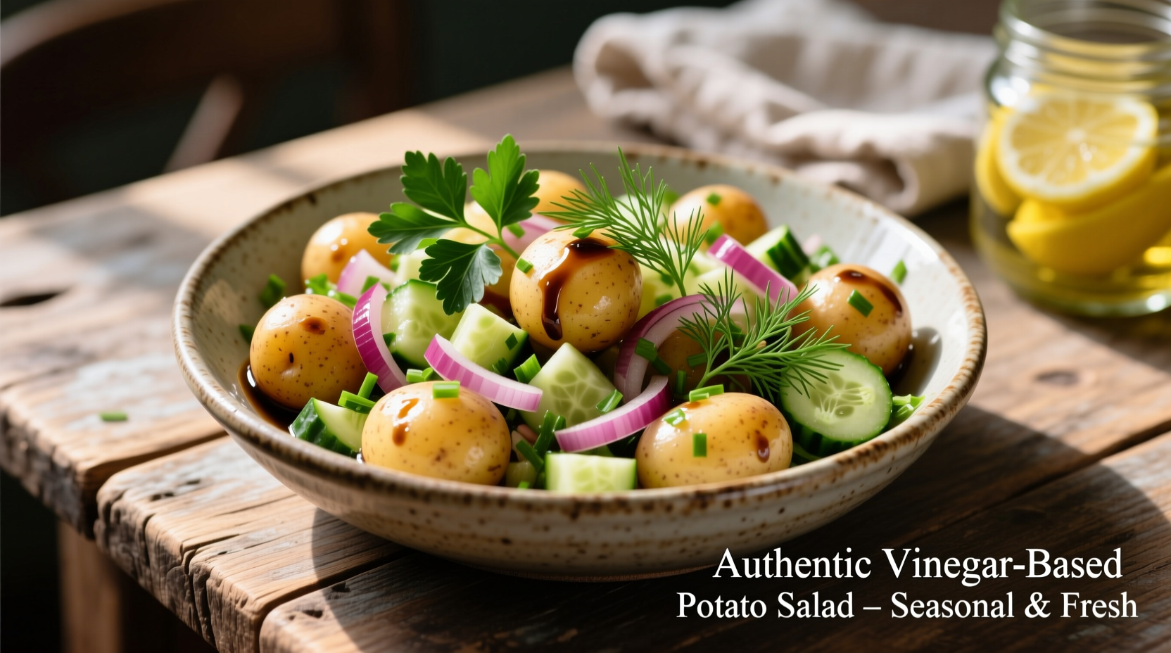 Vinegar-based potato salad with fresh herbs