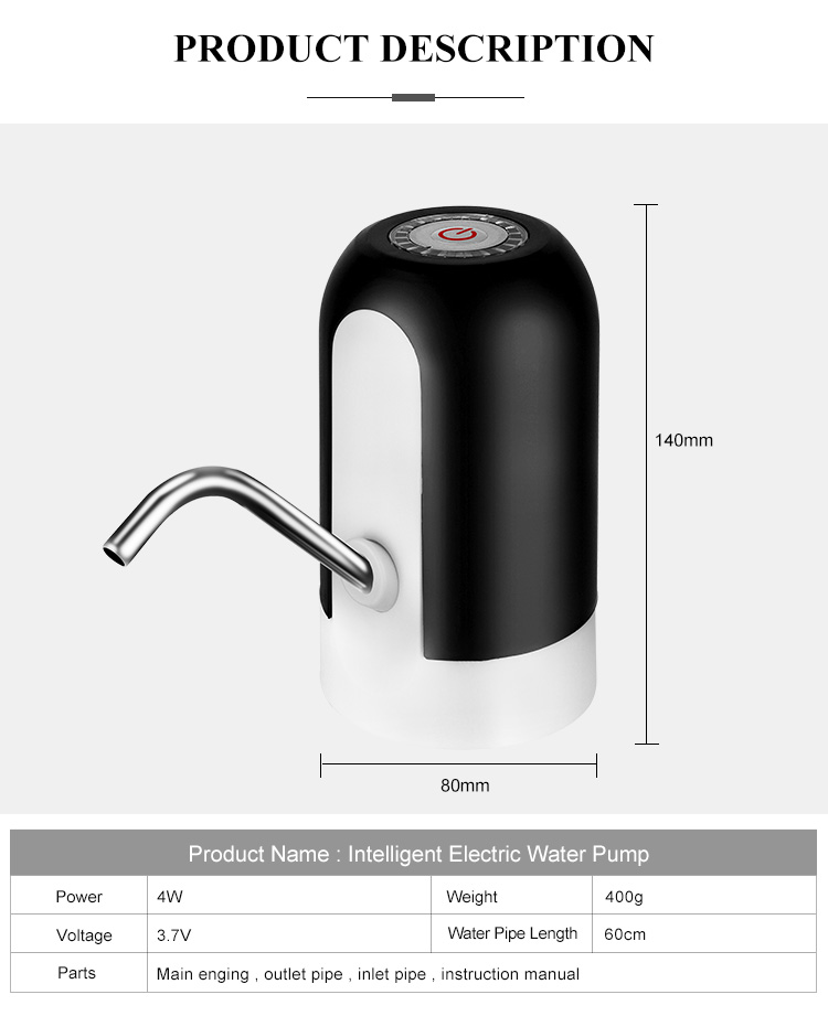 Automatic Bottle Drinking Rechargeable Mini Electric Usb Portable Water Dispenser Pump