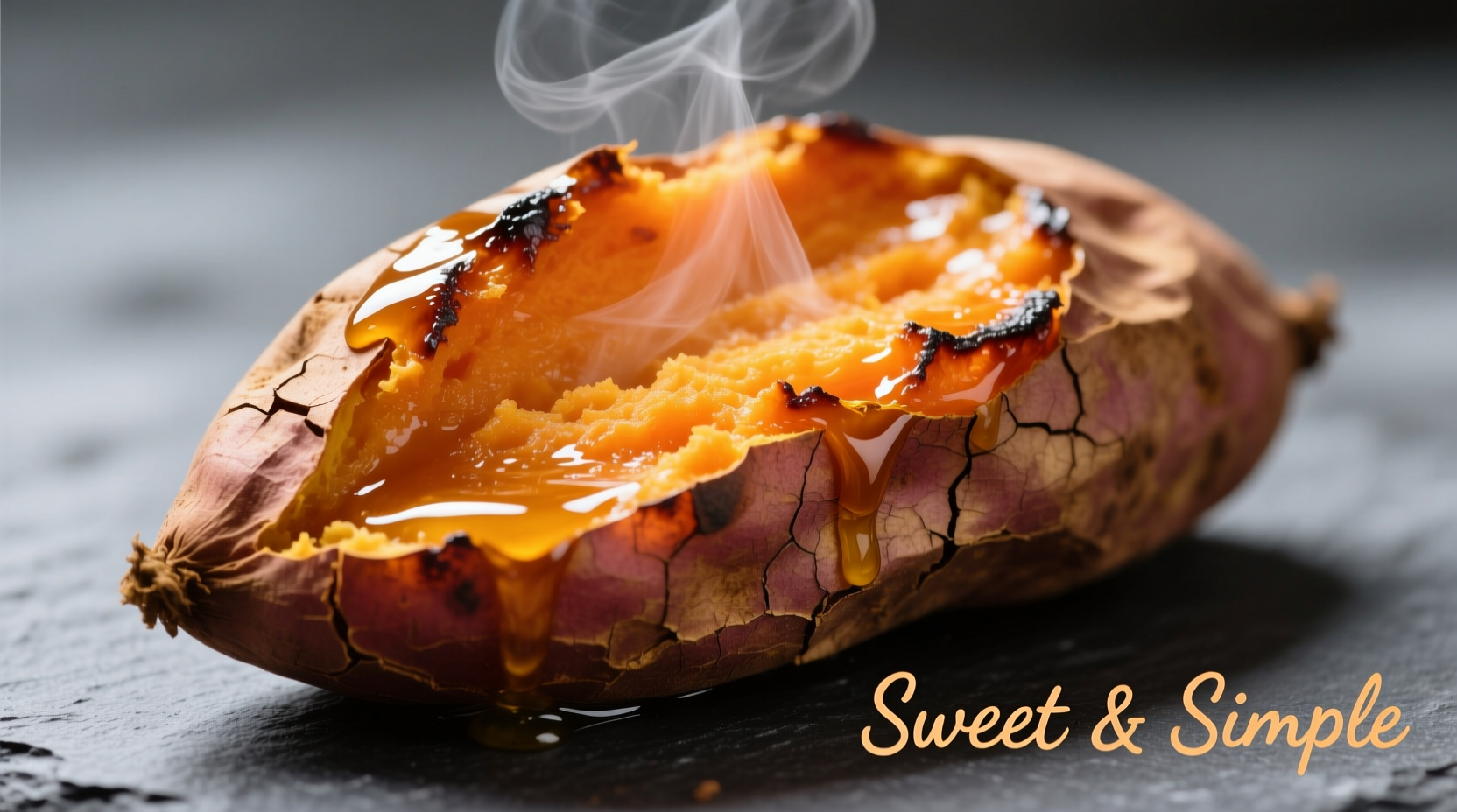 Perfectly baked sweet potato with caramelized edges