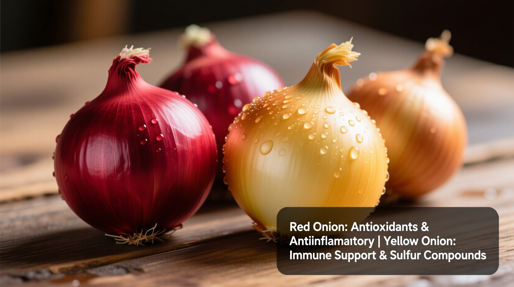Fresh red and yellow onions showing different health benefits