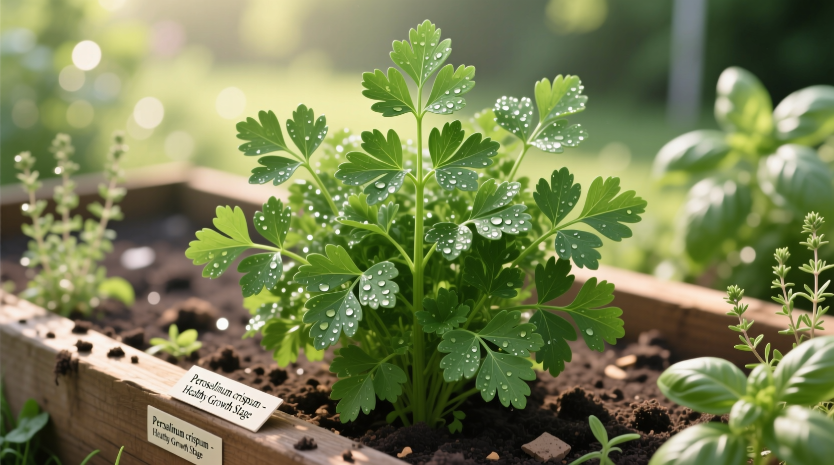 Parsley plant showing healthy leaf growth in garden