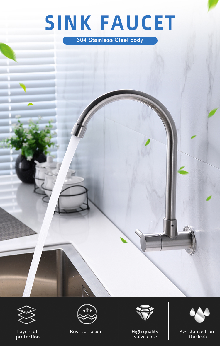 High quality hot and cold wall mounted kitchen single hole water sink faucet mixer tap torneira de cozinha de parede