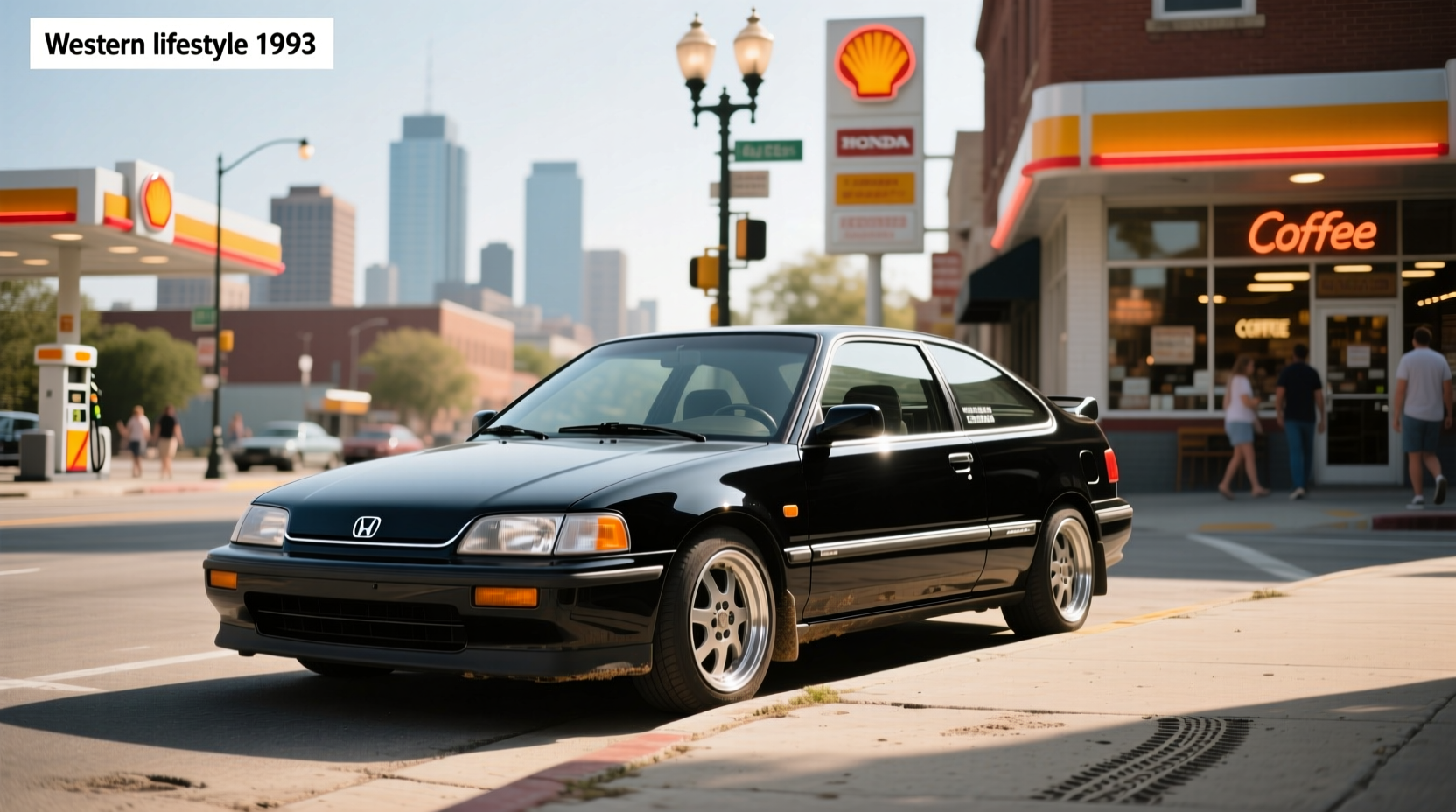 Red 1993 Honda Civic Si hatchback on paved road