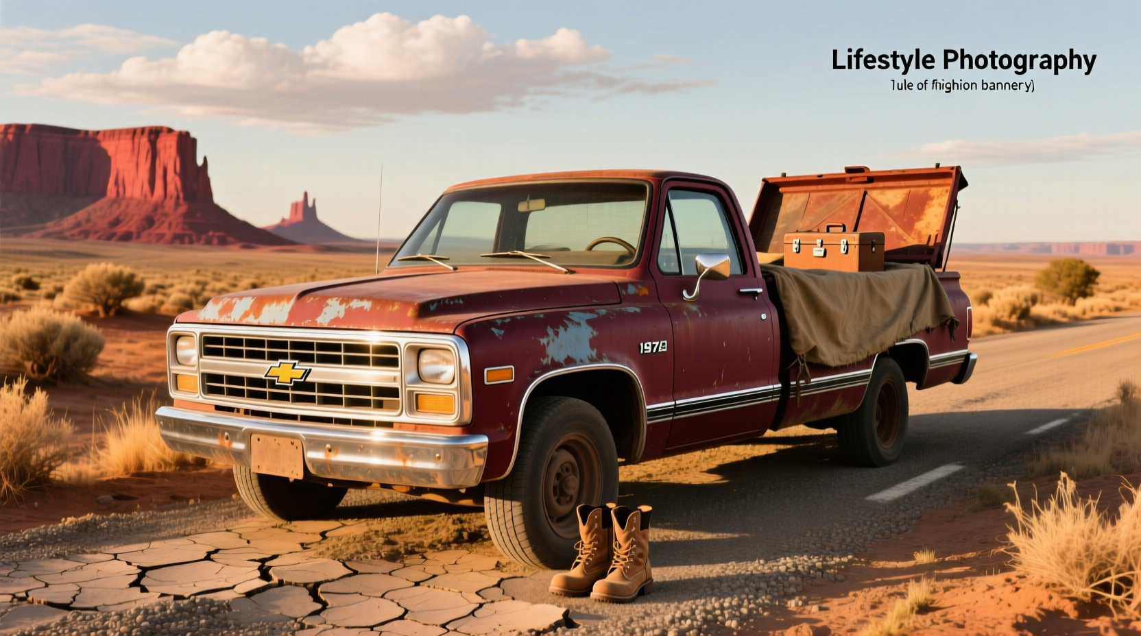 1974 Chevy pickup truck on a rural road