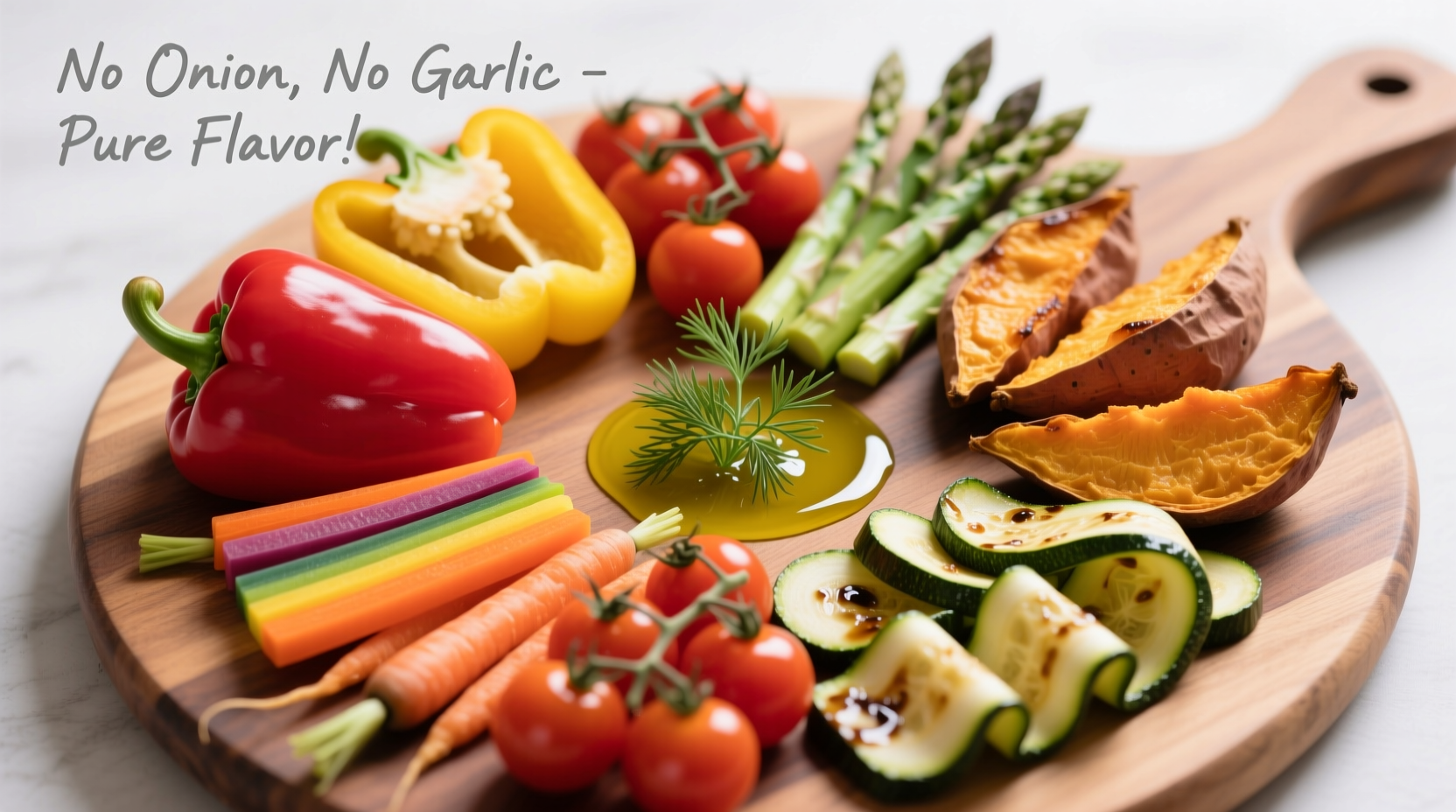 Colorful no onion no garlic recipes platter