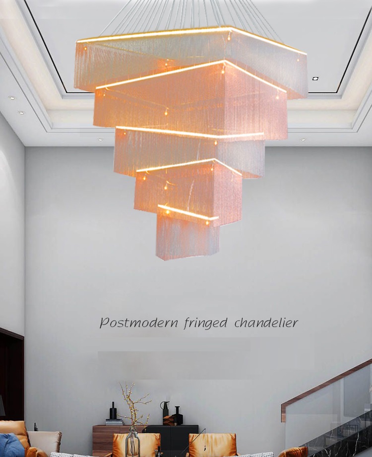Large aluminum chain tassel lighting modern long staircase chandeliers(WH-CC-31)