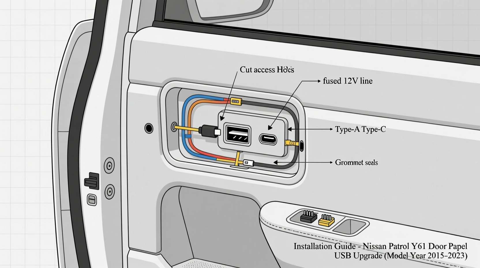 Panel Style Usb Port How to Install USB Ports in Y61 Door Panels (Nissan Patrol)