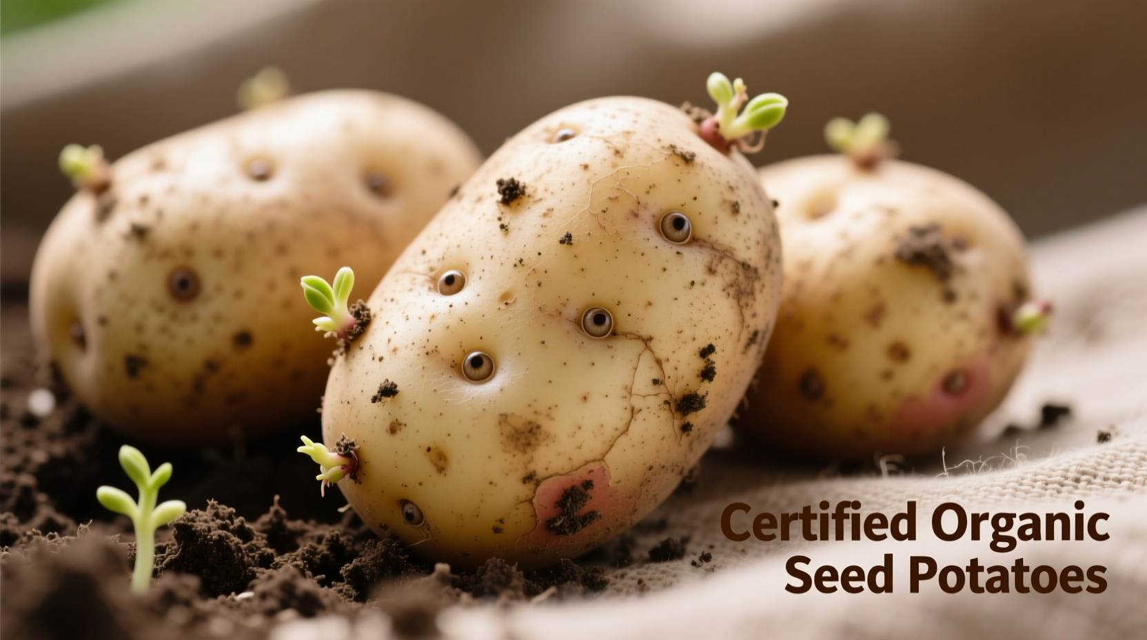 Healthy certified seed potatoes with visible eyes