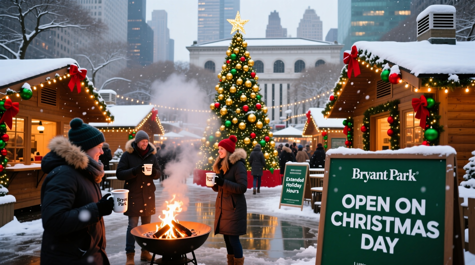is bryant park winter village open on christmas day