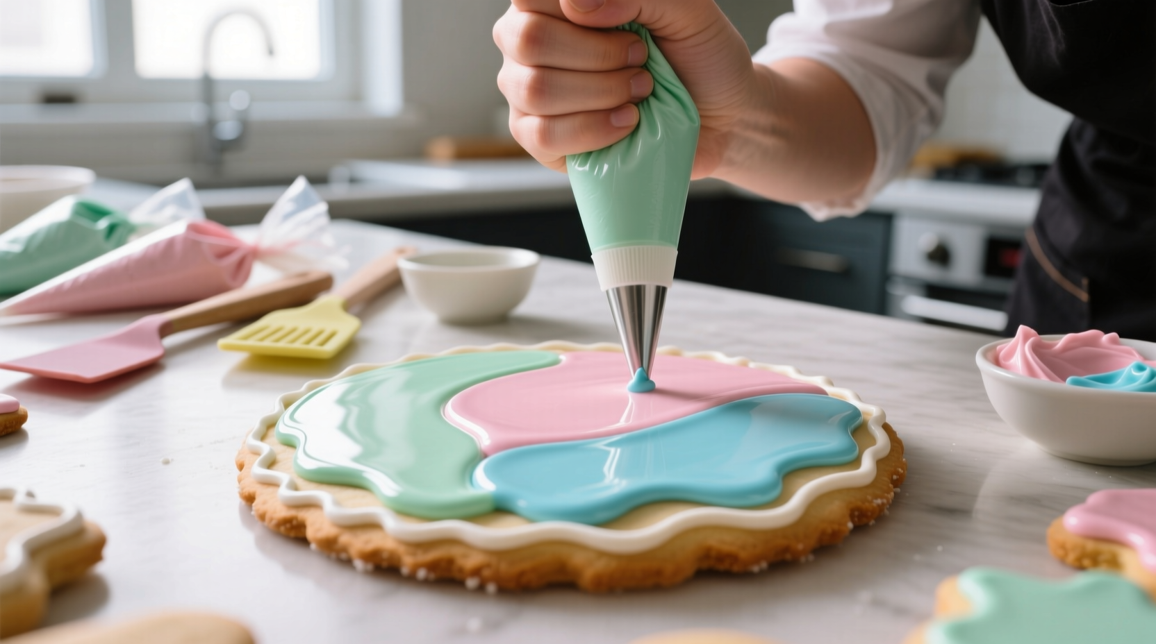 decorate cookies faster with border and flood icing