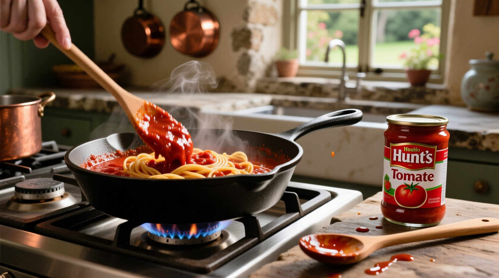 Hunt's tomato paste in cooking application