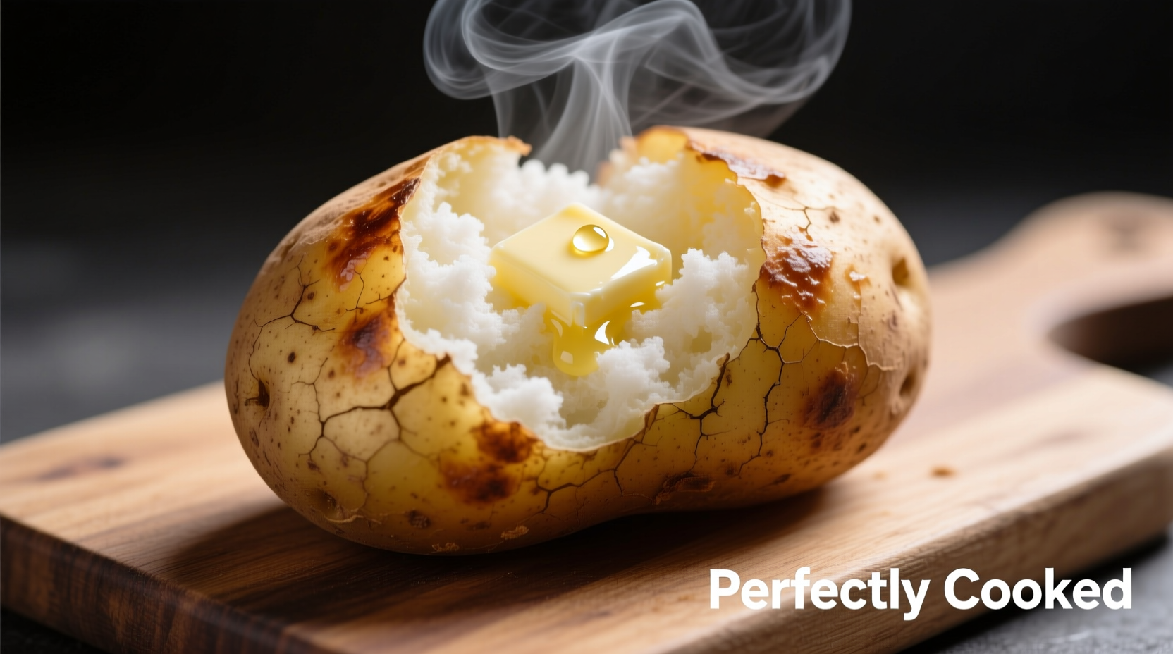 Perfectly cooked baked potato with fluffy interior