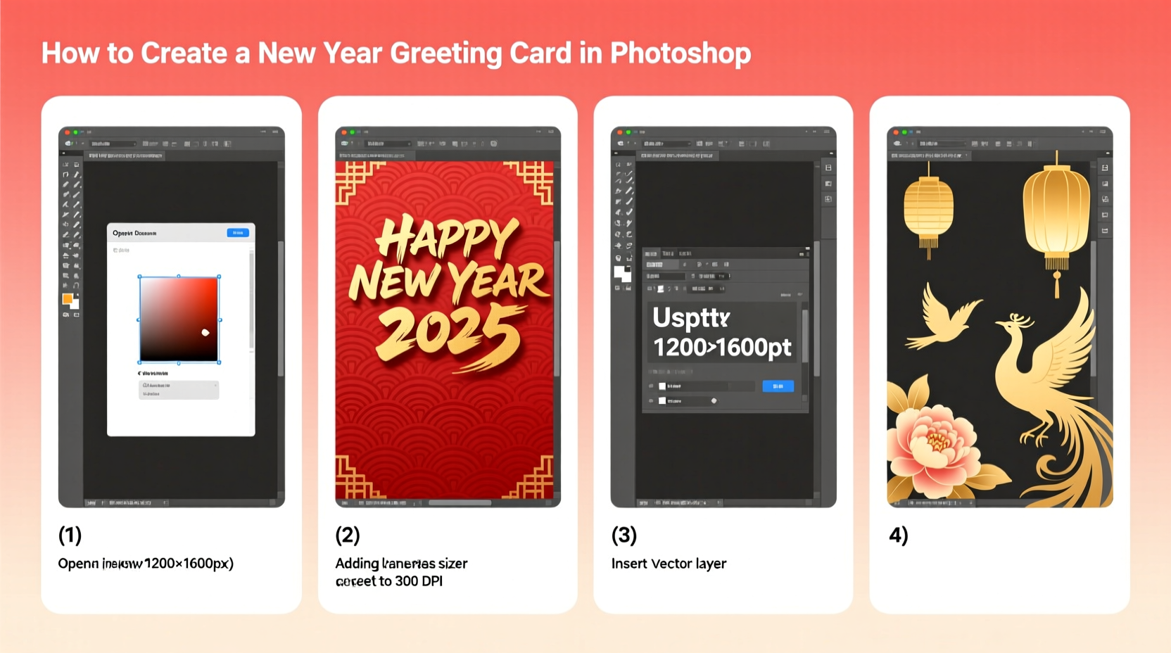 how to create a new year greeting card in photoshop