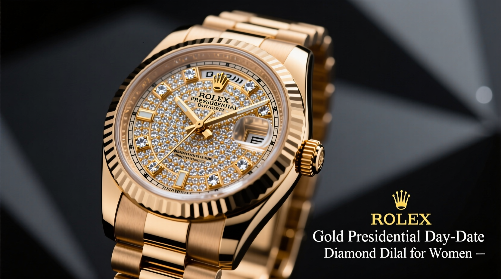 rolex gold presidential day date diamond dial womens