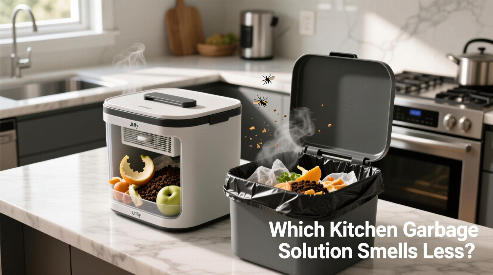 utility container vs open trash can which kitchen garbage solution actually smells less