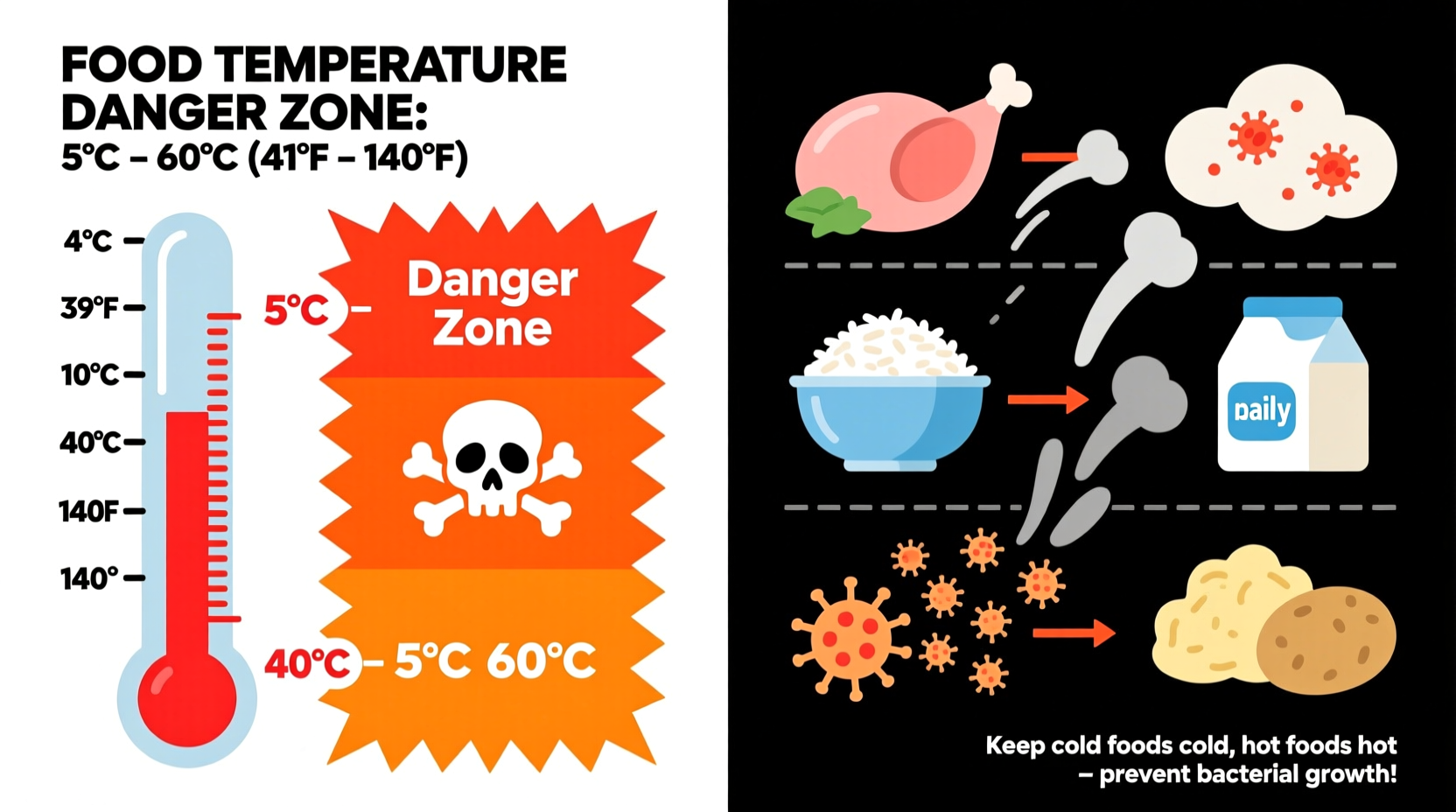 Food temperature danger zone visual guide
