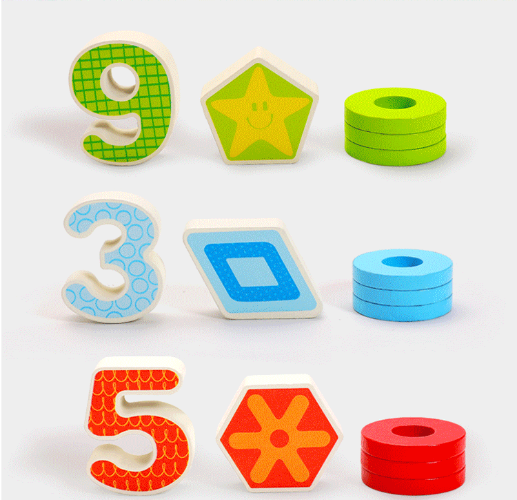 Wholesale Colorful Montessori Five-In-One Wooden Fishing Digital Shape Matching Toys New Design Kids Early Educational Toys
