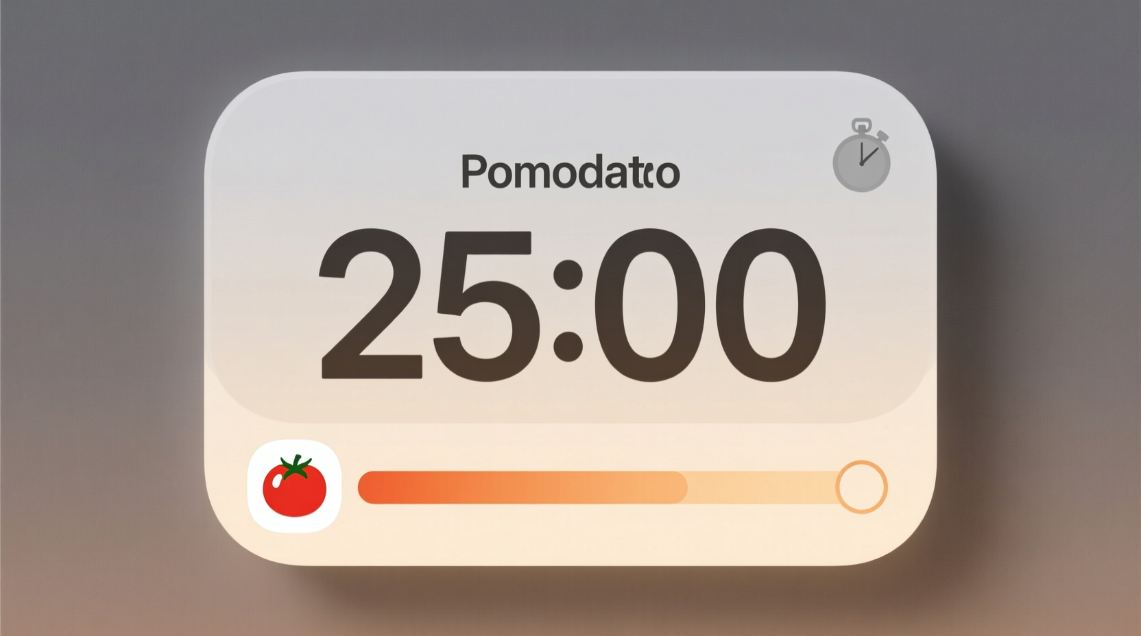 Pomodoro timer showing 25 minutes
