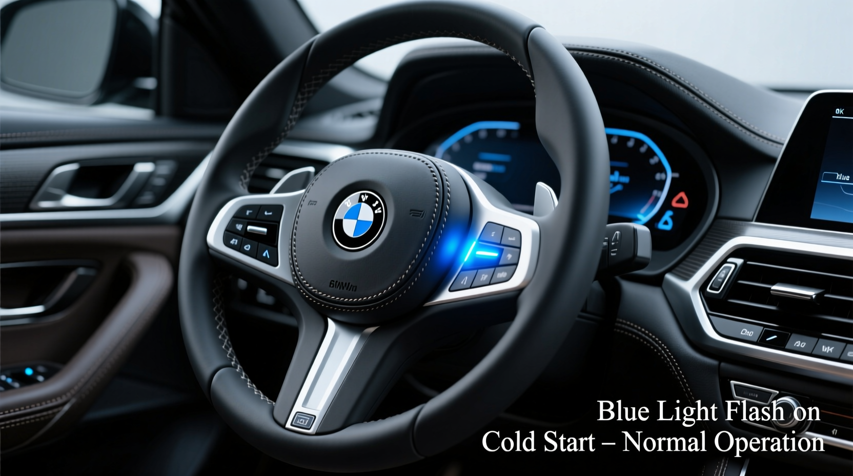 bmw steering wheel blue light flash cold start