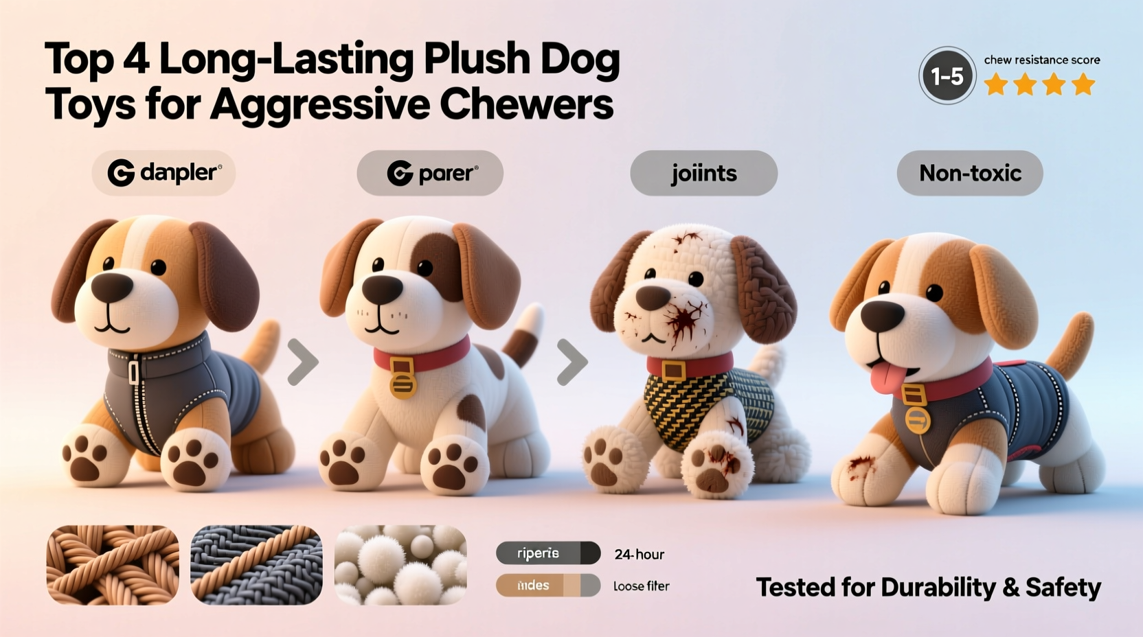 how to select long lasting plush dog toys that withstand aggressive chewing
