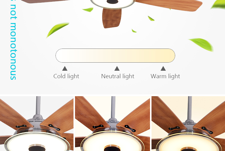 52 inches indoor modern design remote control LED light retractable DC ceiling fan