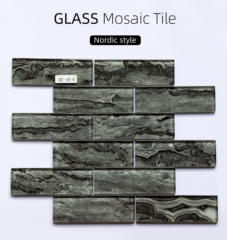 30*30cm Interior Construction Decoration Design Subway Look Glass Mosaic Tile