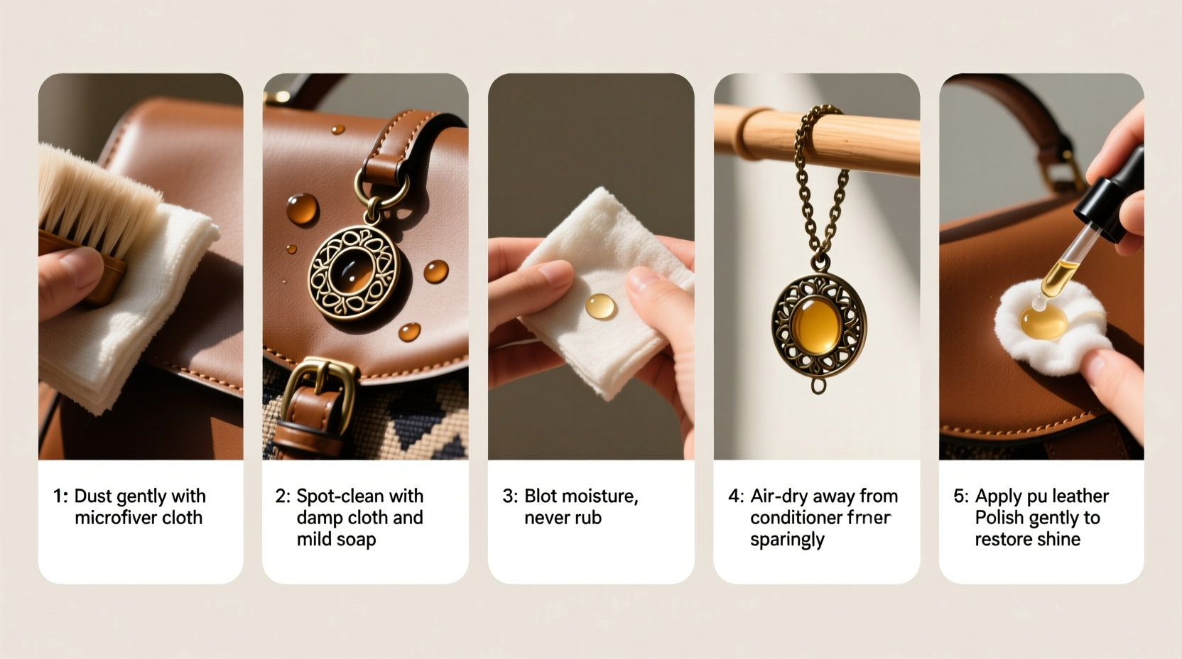 step by step guide to safely clean and restore pu leather bag pendant decorations
