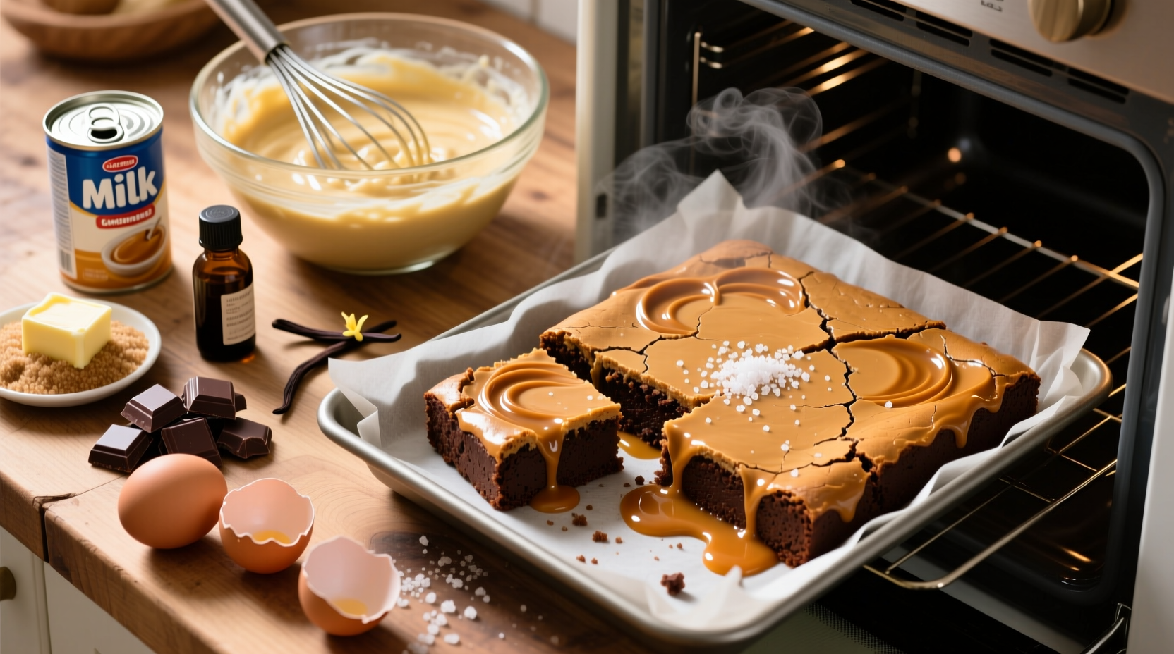 how to make salted dulce de leche brownies