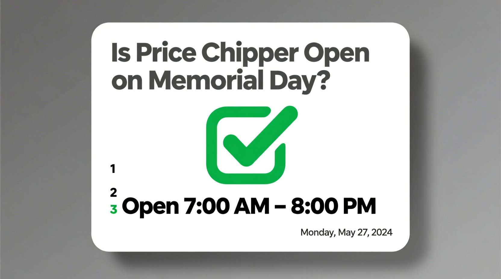 is price chopper open on memorial day