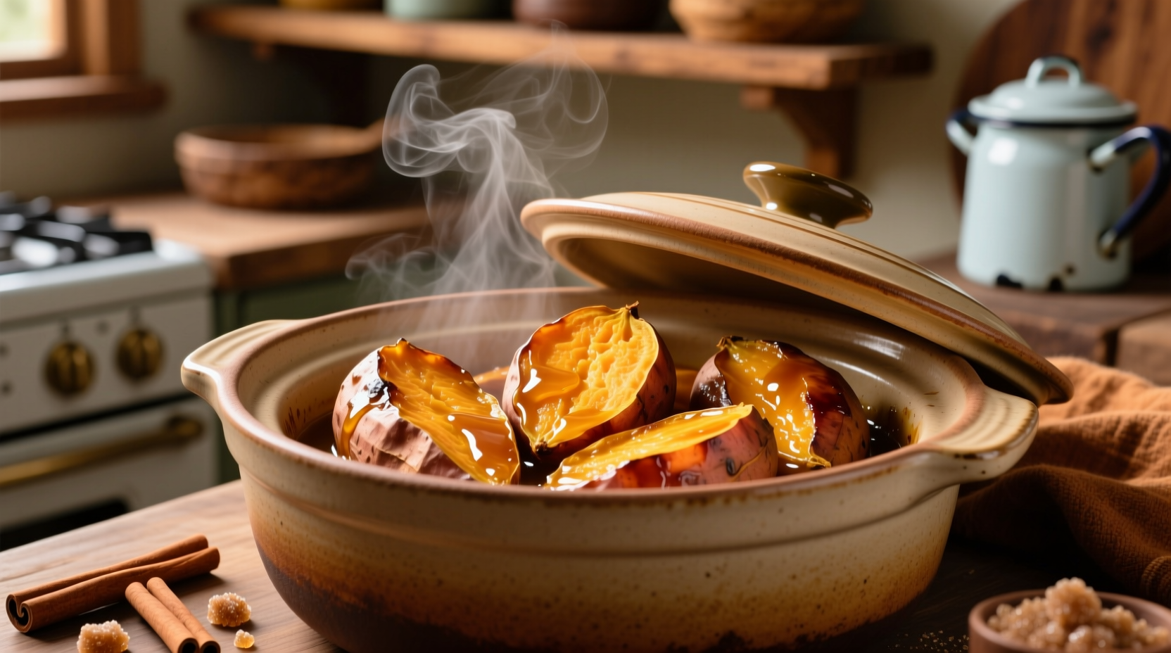 Perfectly cooked sweet potatoes in slow cooker