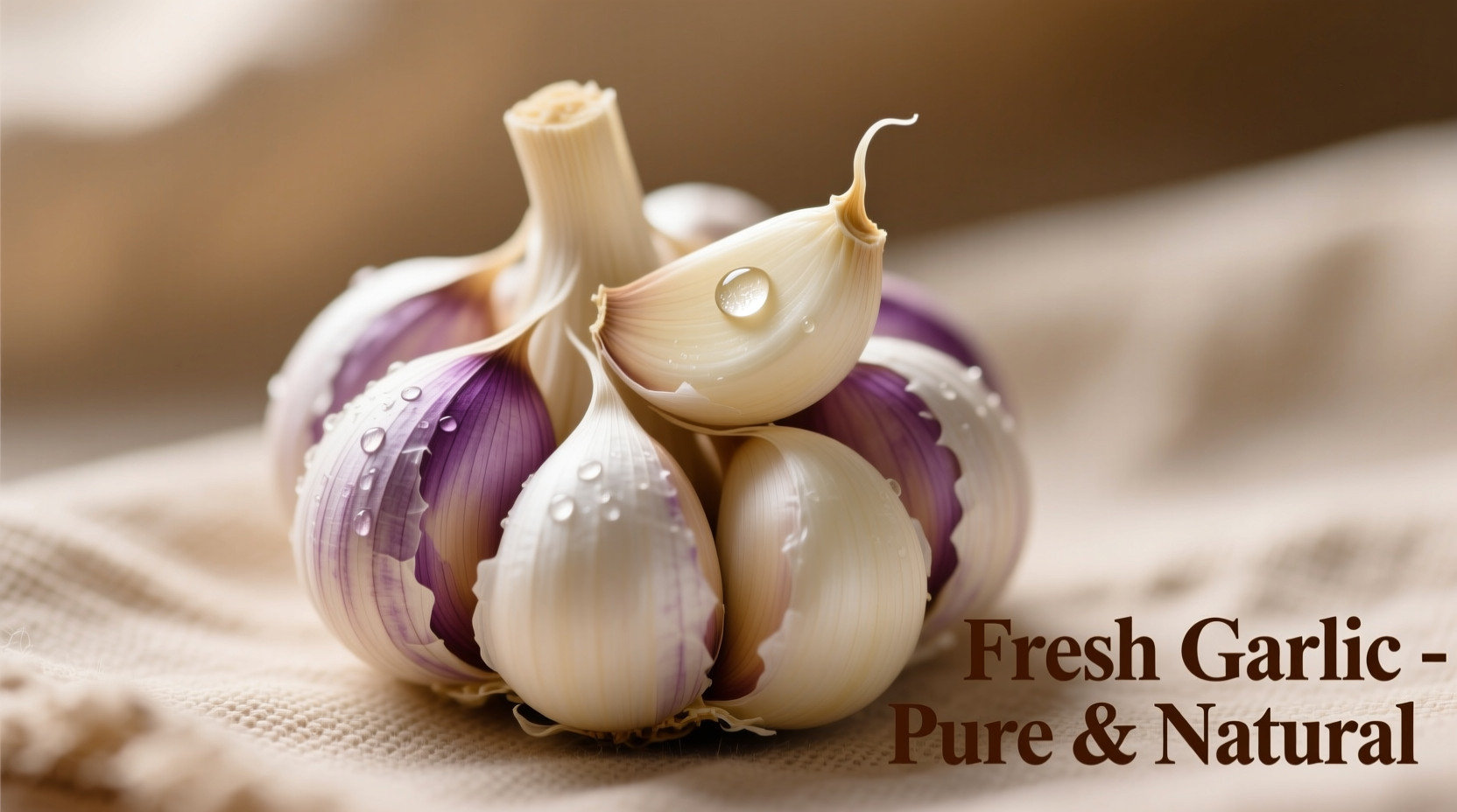 Fresh garlic bulbs with peeled cloves