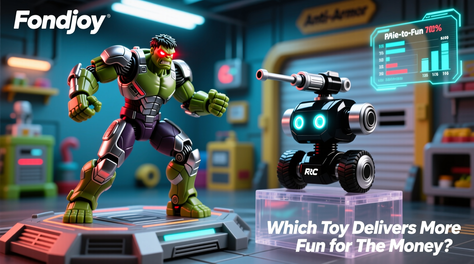 fondjoy anti hulk armor vs rc robot which toy is more fun for the money