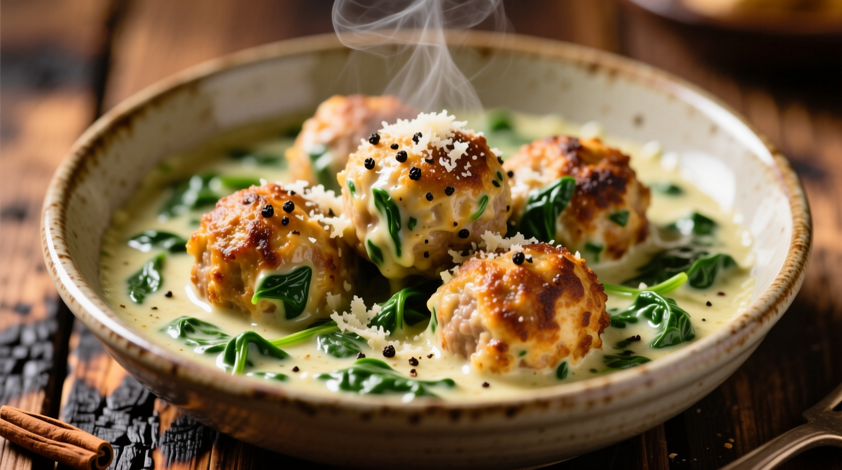 Chicken Ricotta Meatballs with Spinach Alfredo (25 Min)