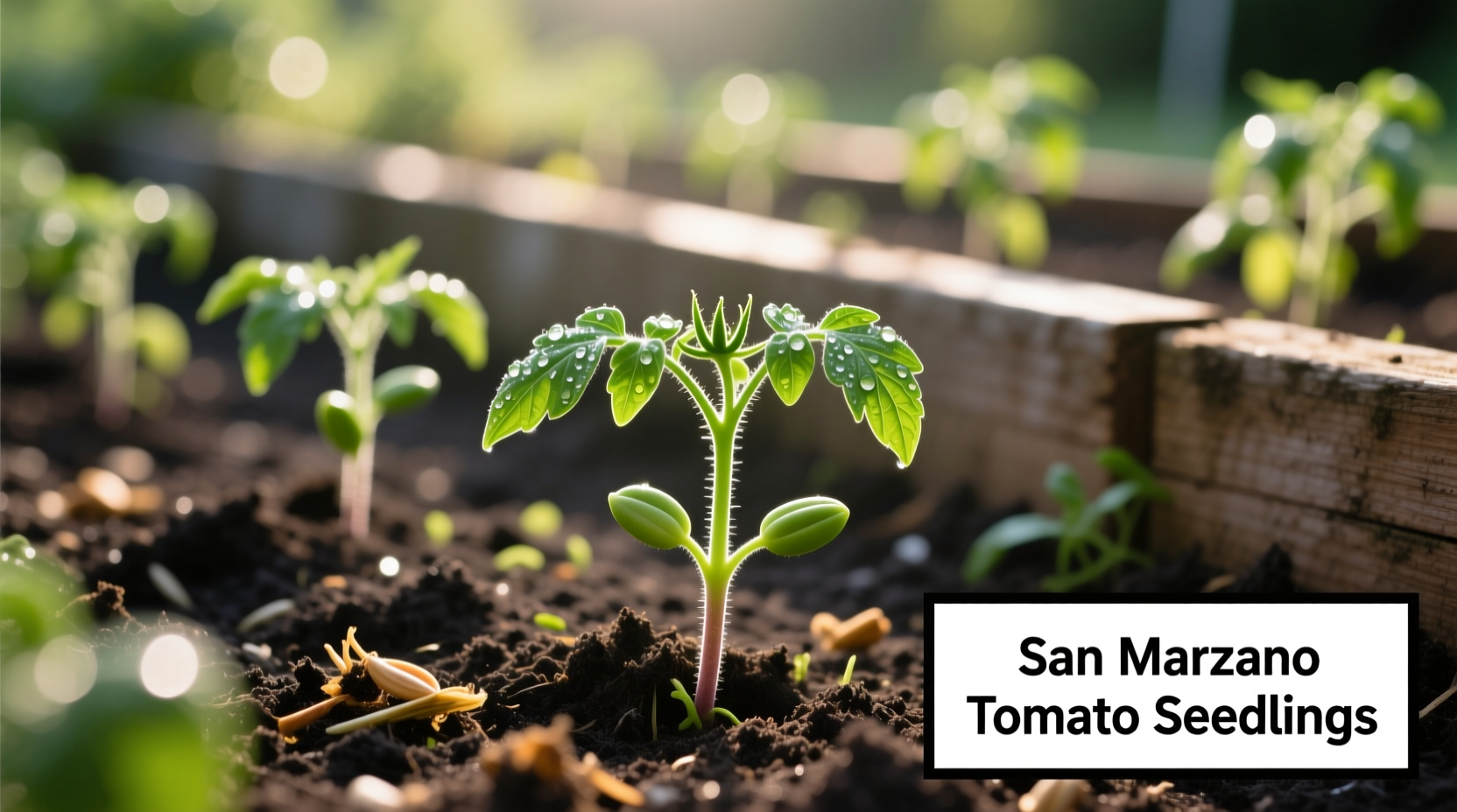 San Marzano tomato seedlings in garden