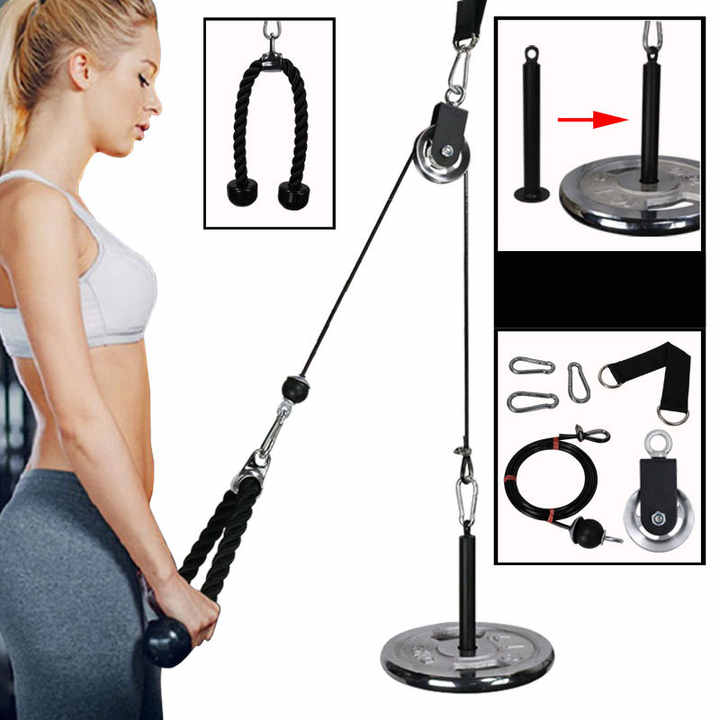 Self made fitness equipment home high pull down training equipment wire rope pulley accessories tricep rope