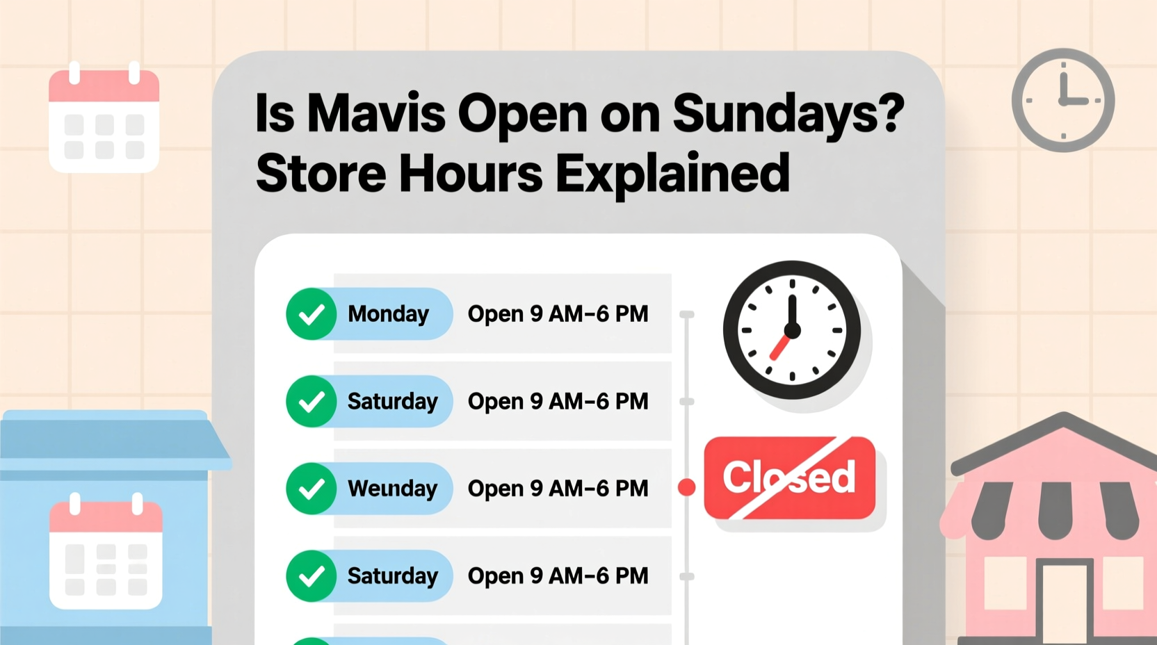 is mavis open on sundays