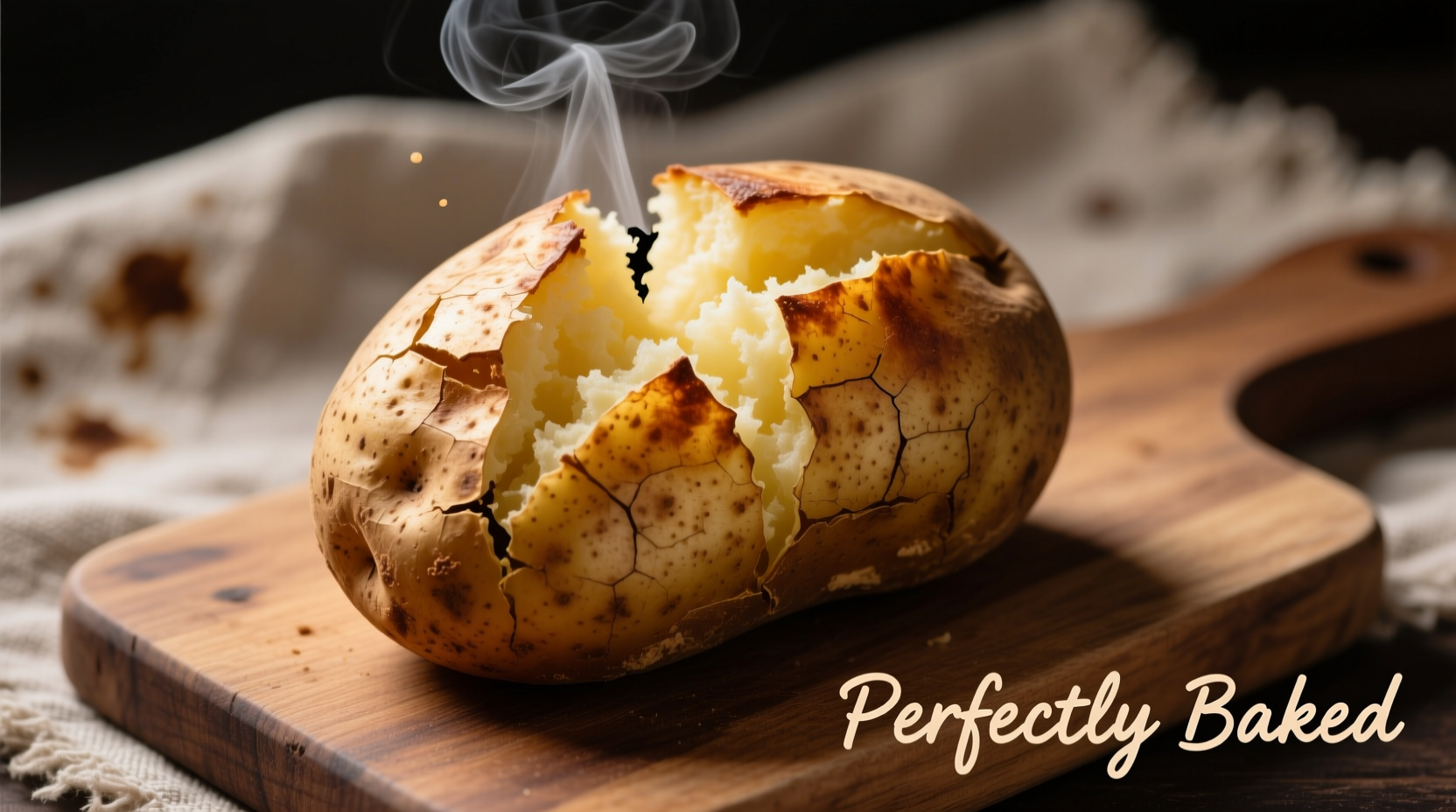 Perfectly baked jacket potato with crisp skin
