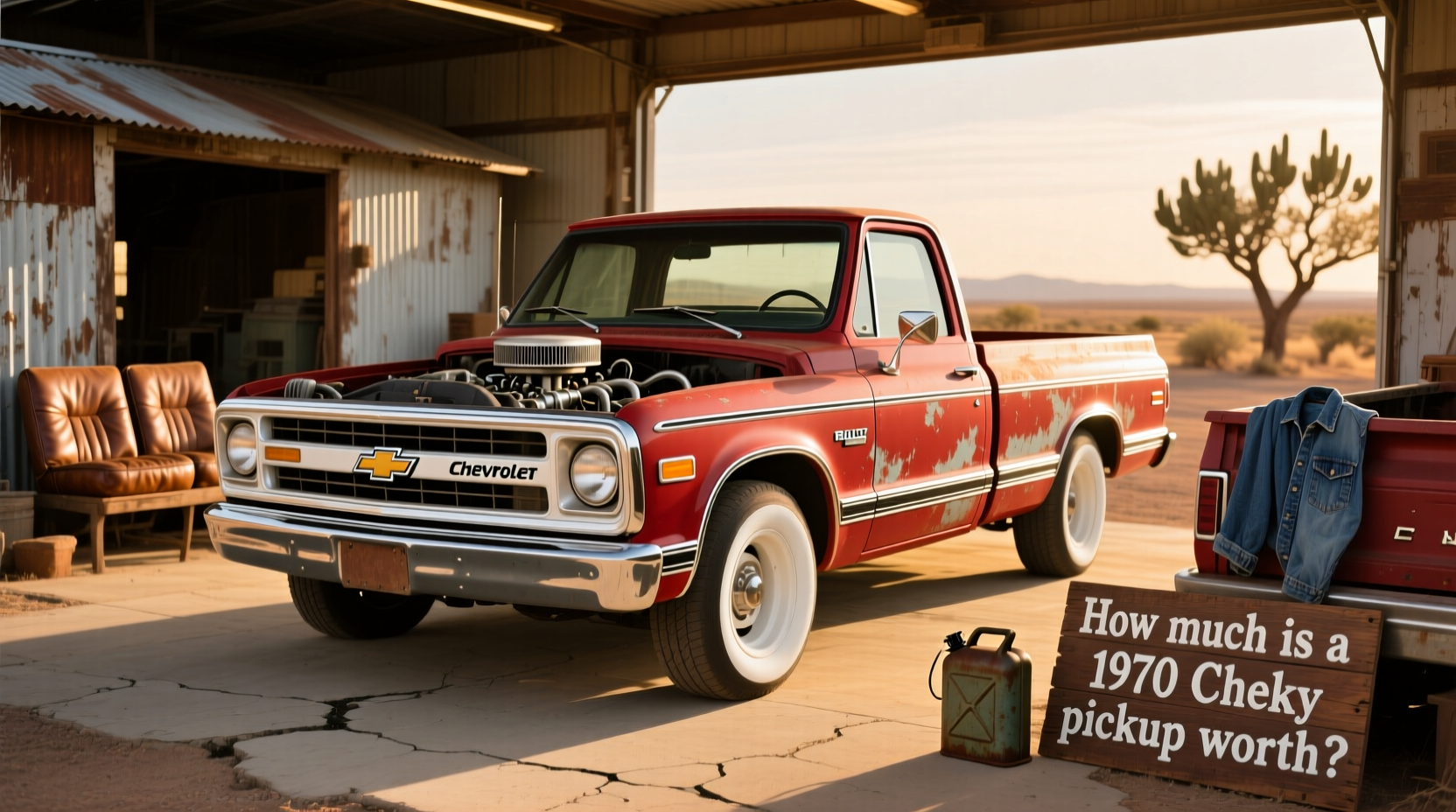 1974 Chevy pickup truck parked on rural road