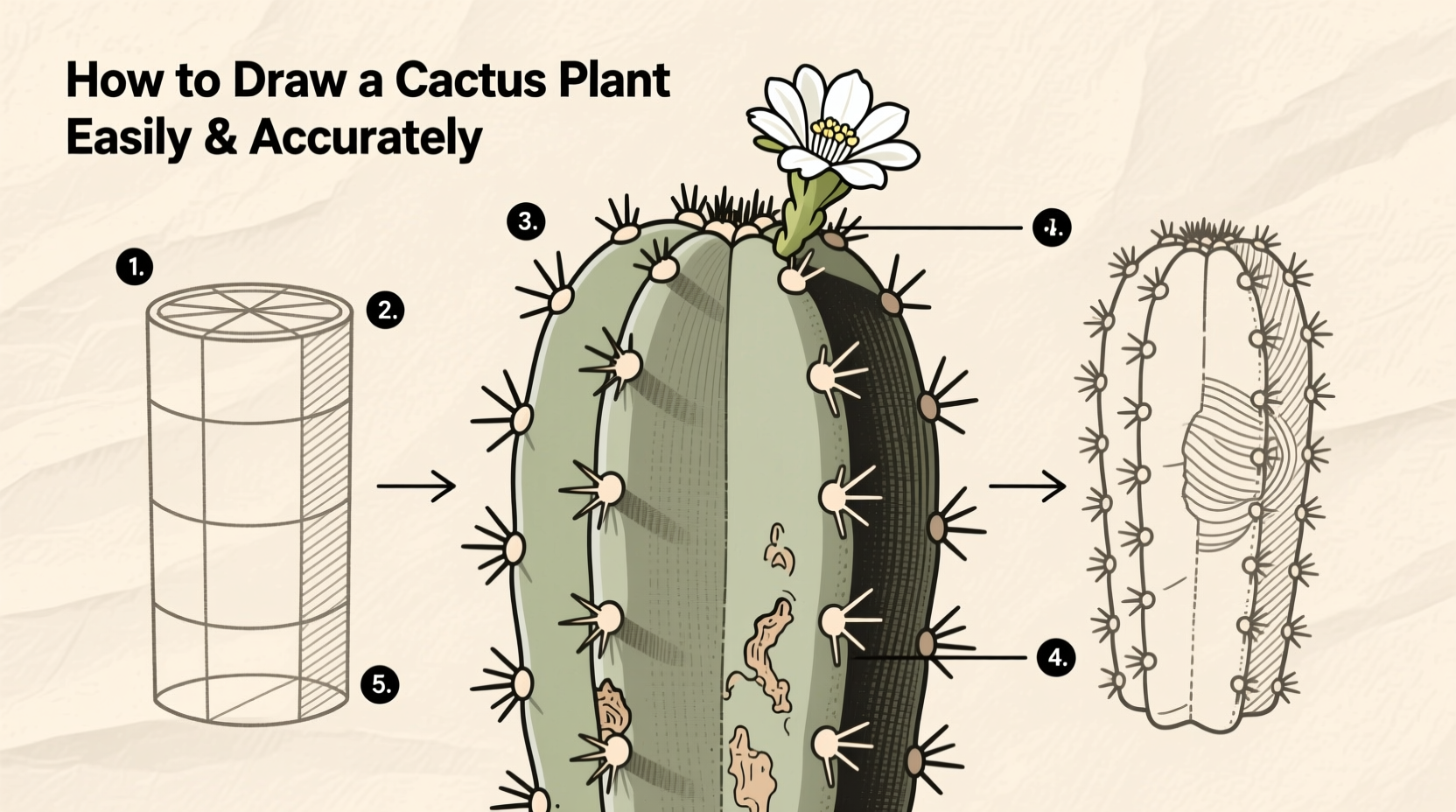 how to draw a cactus plant