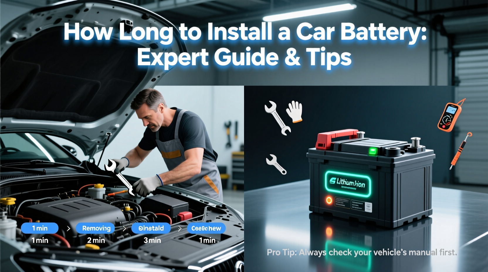 how long does it take to install a car battery