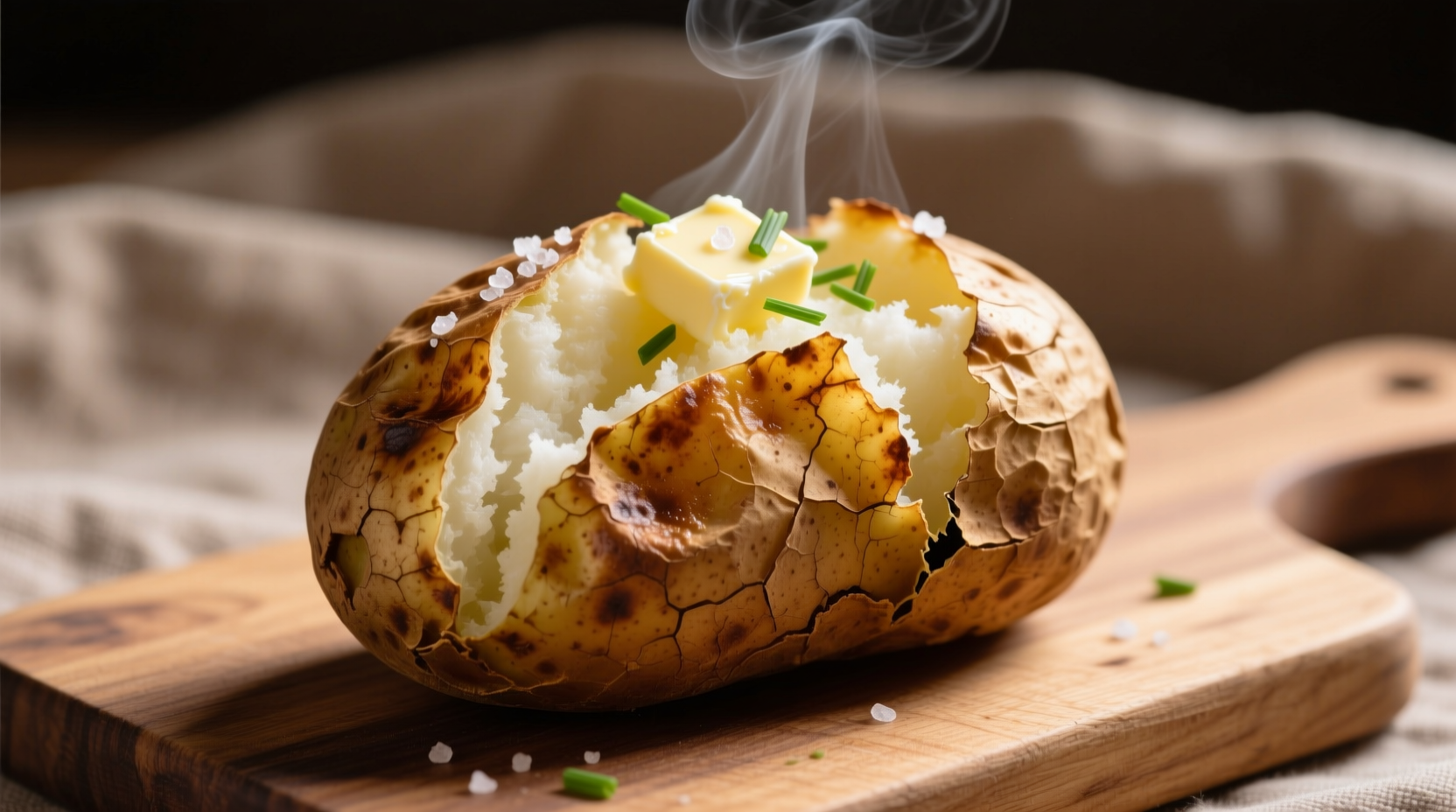 Perfectly baked jacket potato with crisp skin