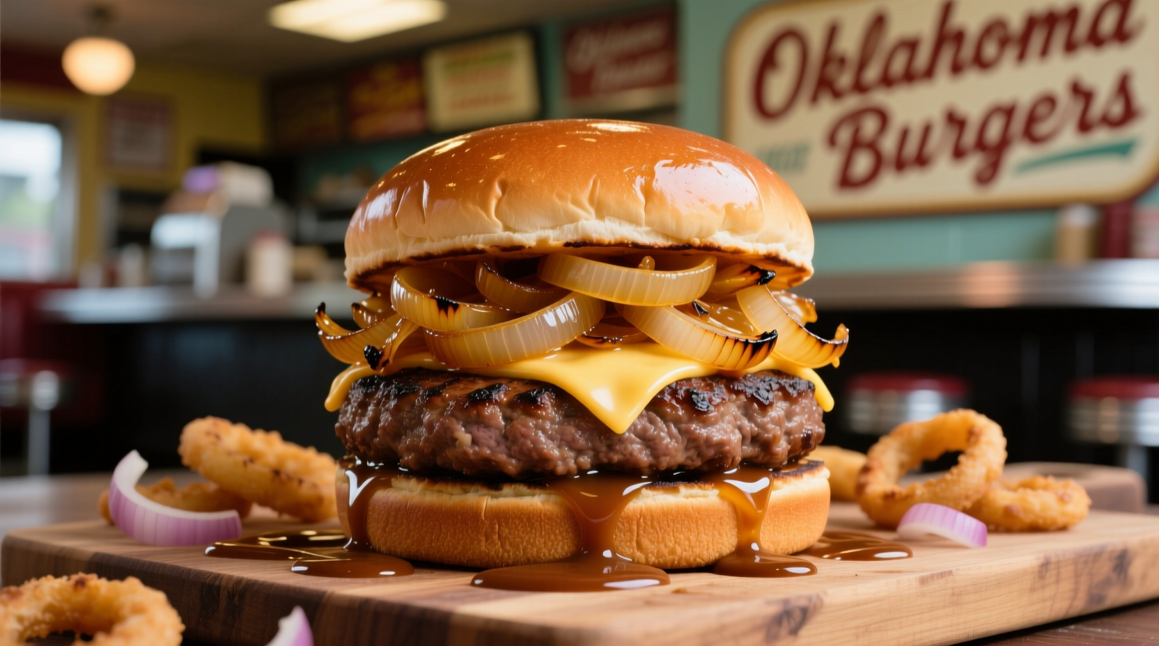 Oklahoma-style onion burger with caramelized onions