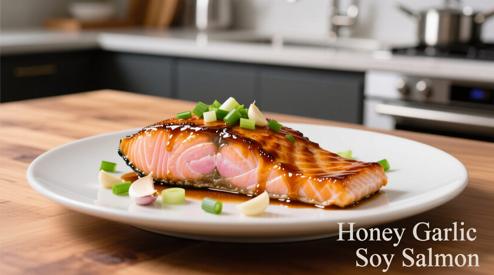 Perfectly cooked honey garlic soy salmon with glaze